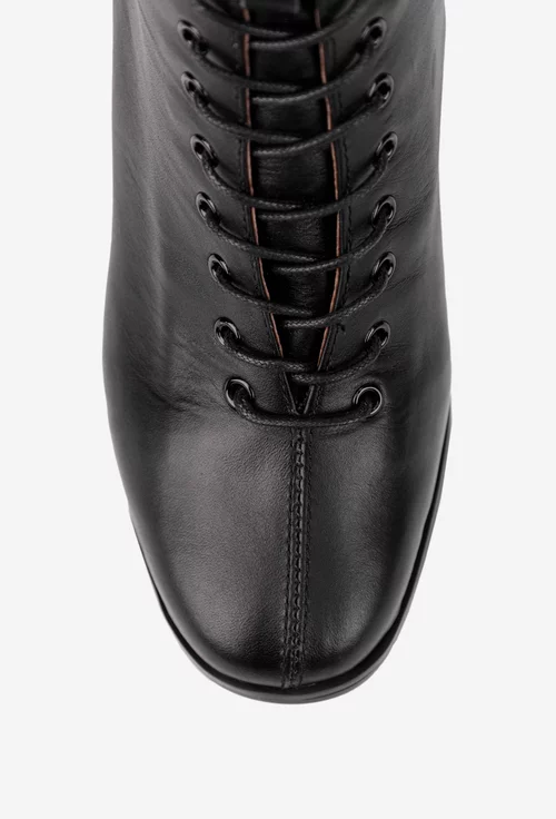 Botine dama din piele naturala neagra