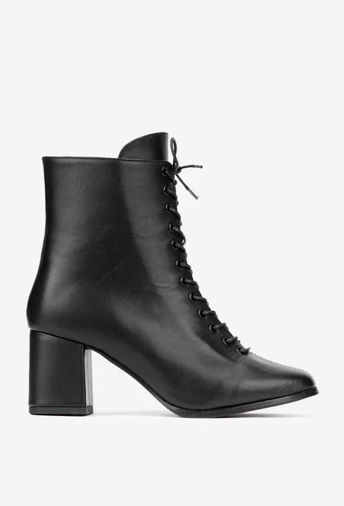 Botine dama din piele naturala neagra