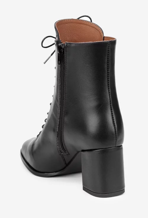 Botine dama din piele naturala neagra