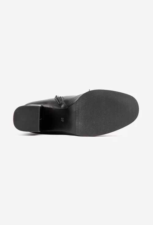 Botine dama din piele naturala neagra