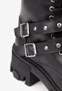 Botine dama din piele naturala neagra accesorizate