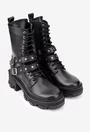 Botine dama din piele naturala neagra accesorizate