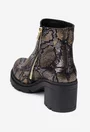 Botine dama din piele neagra cu auriu