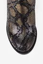 Botine dama din piele neagra cu auriu