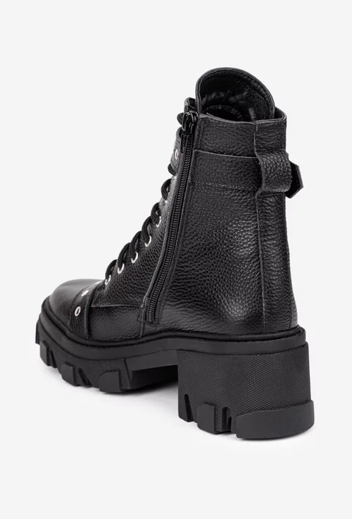 Botine dama din piele texturata accesorizate picture - 3