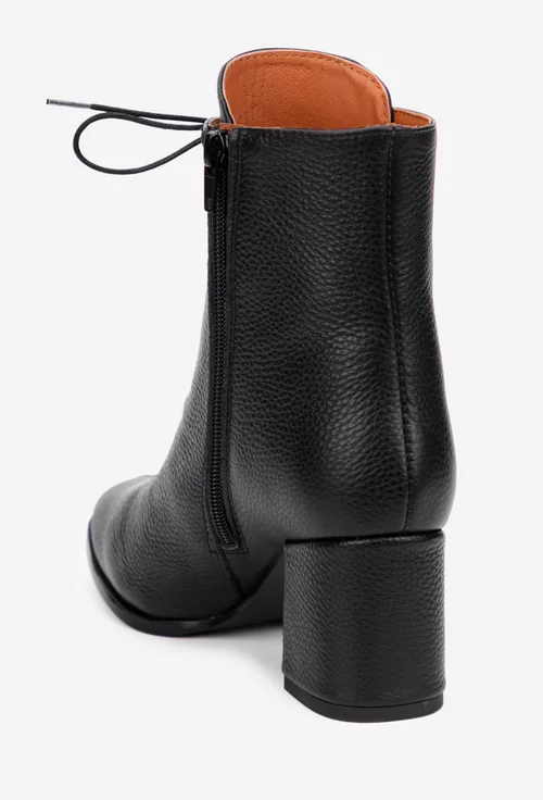 Botine dama din piele texturata neagra