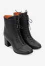 Botine dama din piele texturata neagra