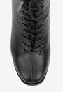 Botine dama din piele texturata neagra