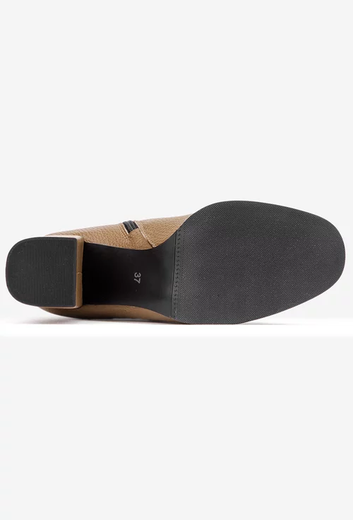 Botine dama din piele texturata taupe