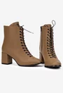 Botine dama din piele texturata taupe