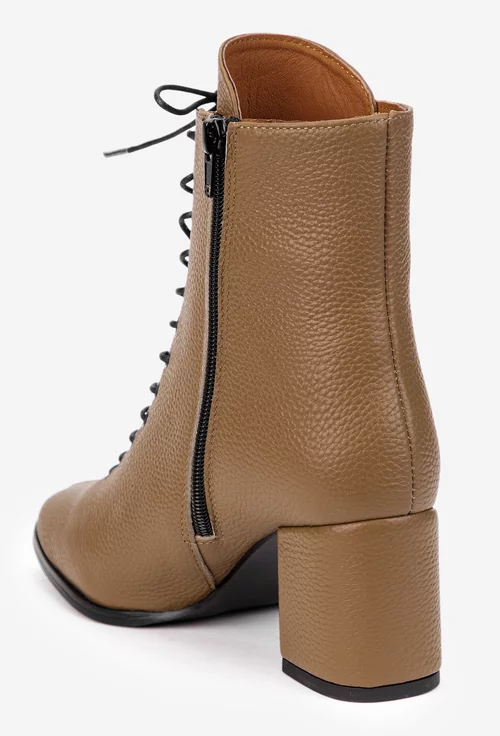 Botine dama din piele texturata taupe