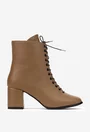 Botine dama din piele texturata taupe