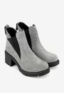 Botine dama gri din piele intoarsa