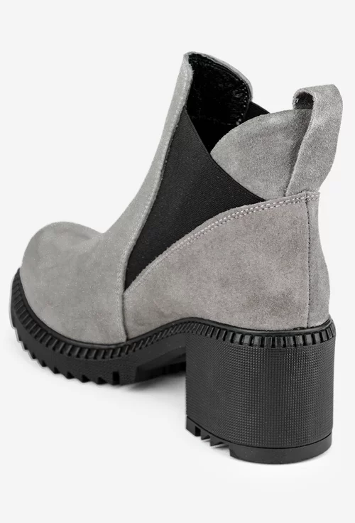 Botine dama gri din piele intoarsa