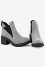 Botine dama gri din piele intoarsa