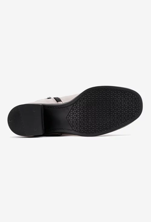 Botine dama gri din piele naturala