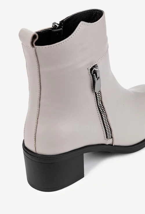 Botine dama gri din piele naturala