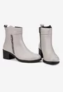 Botine dama gri din piele naturala