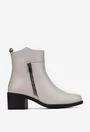Botine dama gri din piele naturala