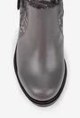 Botine dama gri din piele naturala cu model