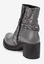 Botine dama gri din piele naturala cu model