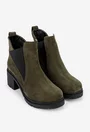 Botine dama kaki din piele intoarsa cu elastic in laterale