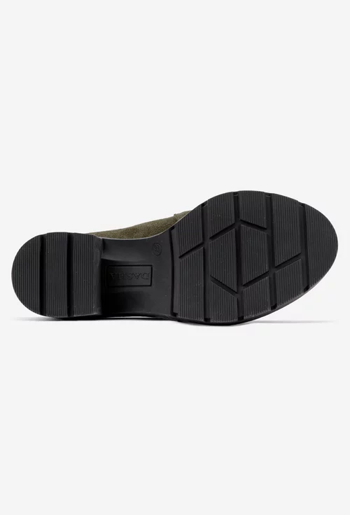 Botine dama kaki din piele intoarsa cu elastic in laterale