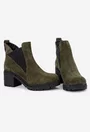 Botine dama kaki din piele intoarsa cu elastic in laterale