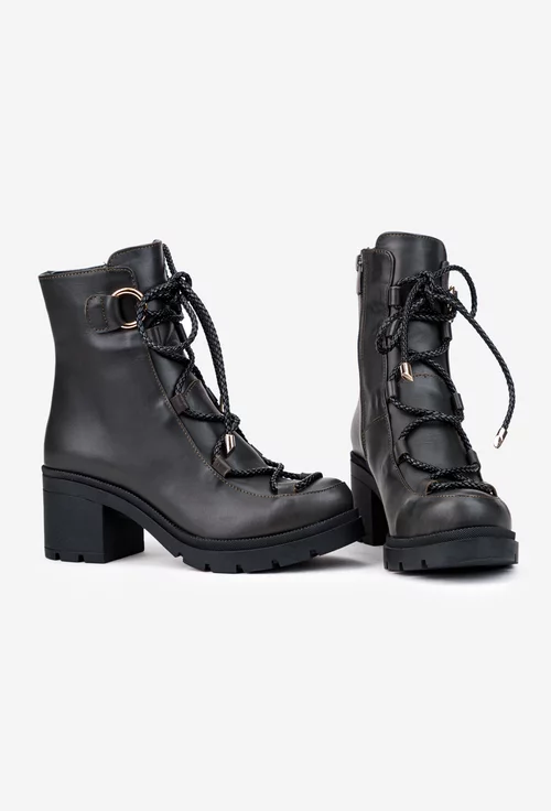 Botine dama kaki din piele naturala