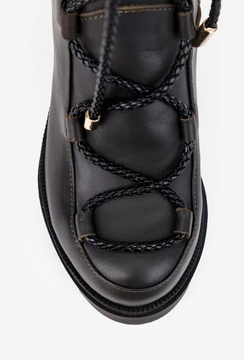 Botine dama kaki din piele naturala