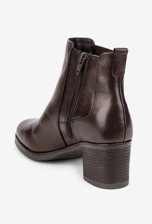 Botine dama maro din piele cu toc