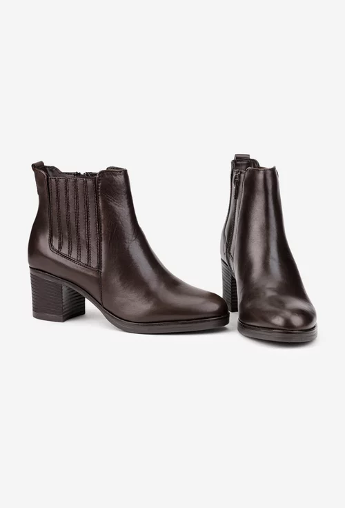 Botine dama maro din piele cu toc