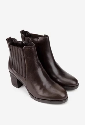 Botine dama maro din piele cu toc