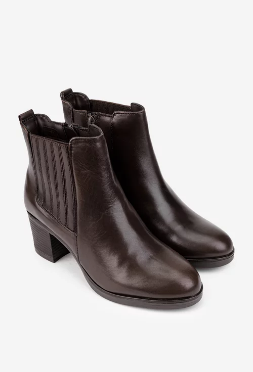 Botine dama maro din piele cu toc