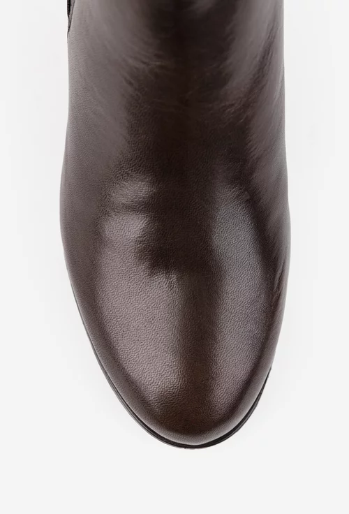 Botine dama maro din piele cu toc