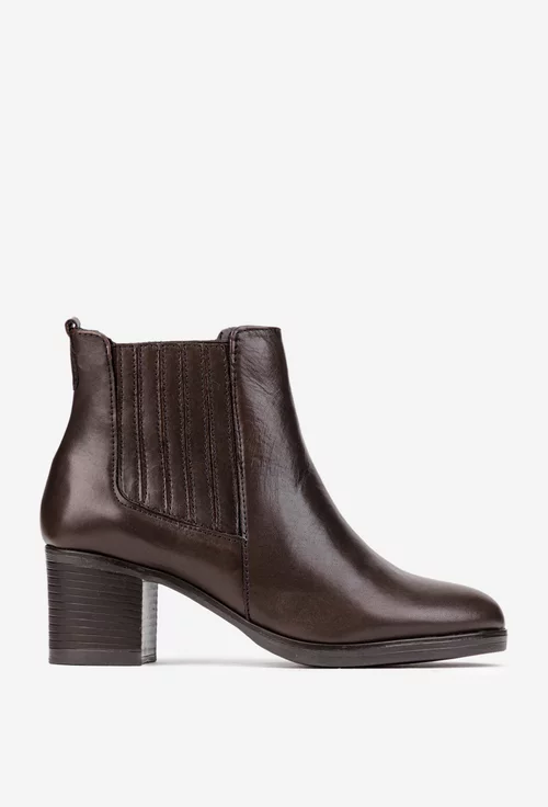 Botine dama maro din piele cu toc
