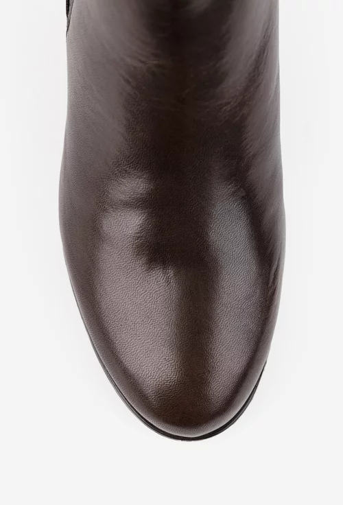 Botine dama maro din piele cu toc