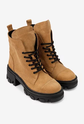 Botine dama maro din piele intoarsa