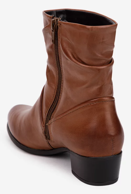 Botine dama maro din piele naturala cu toc