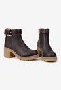 Botine dama maro din piele texturata