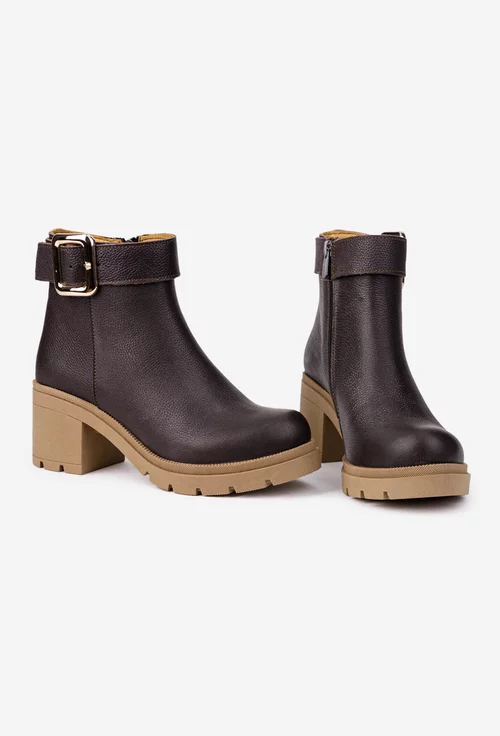 Botine dama maro din piele texturata