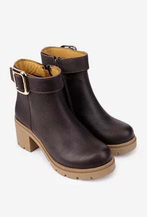 Botine dama maro din piele texturata