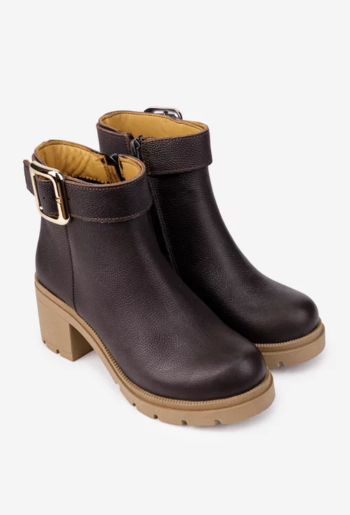 Botine dama maro din piele texturata