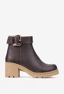 Botine dama maro din piele texturata
