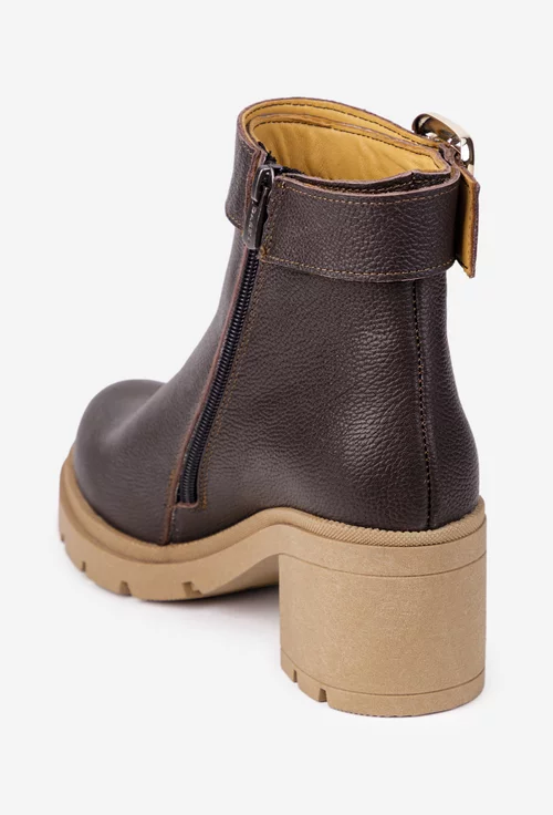 Botine dama maro din piele texturata