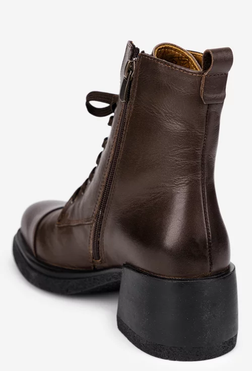 Botine dama maro inchis din piele naturala