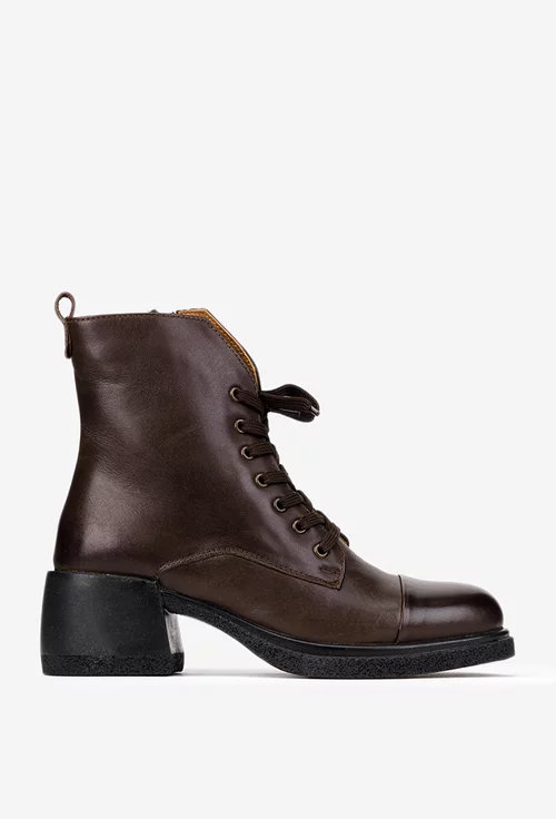 Botine dama maro inchis din piele naturala