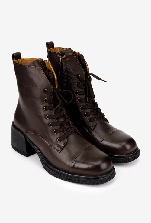 Botine dama maro inchis din piele naturala