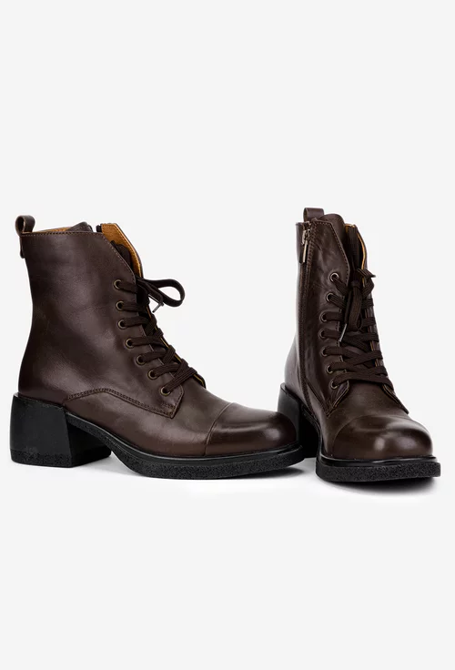 Botine dama maro inchis din piele naturala