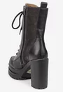 Botine dama negre cu gri din piele cu platforma